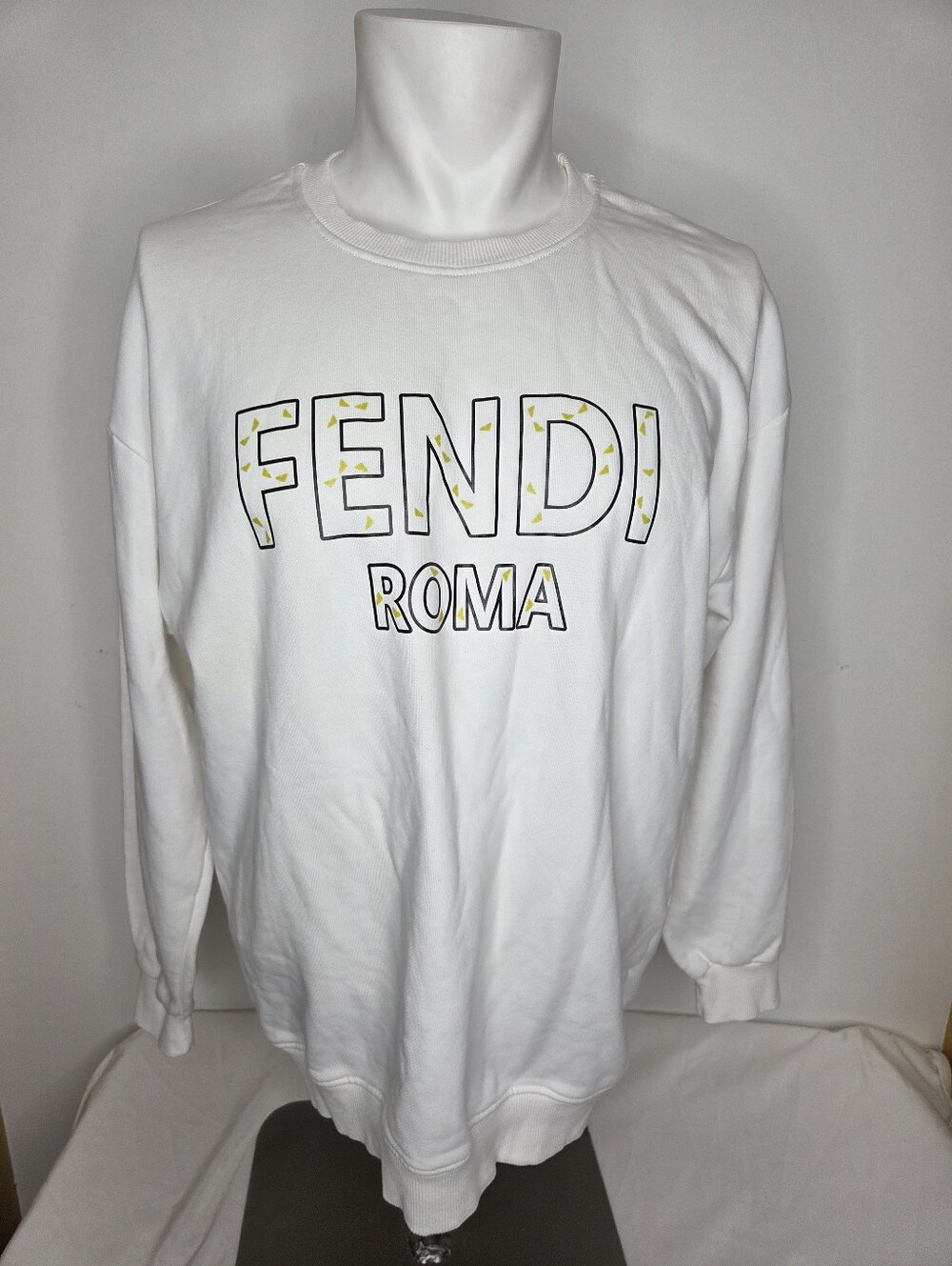 Fendi Mens Sweatshirt White Graphic 'FENDI ROMA